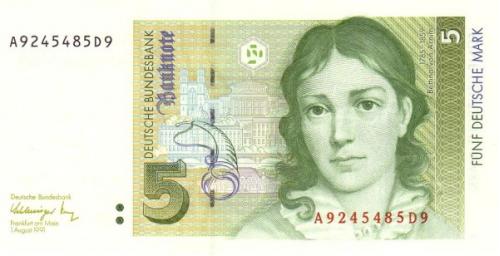 Германия ФРГ 5 марок 1991 UNC