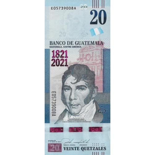 Гватемала 20 кетсаль 2021 г. UNC  Юбилейка " 200 лет Независимости "
