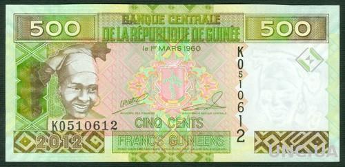 Гвинея 500 франков 2012 UNC