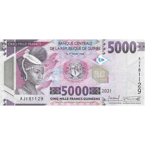 Гвинея 5000 франков 2021 UNC