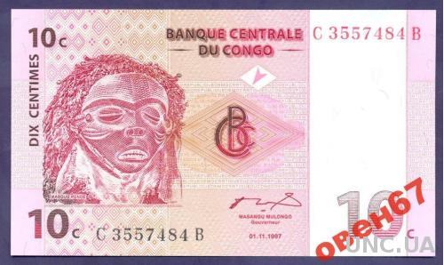 Конго 10 сантим 1997 UNC