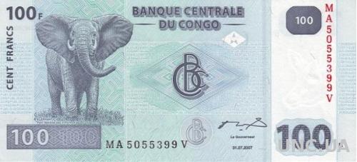 Конго 100 франков 2007 UNC