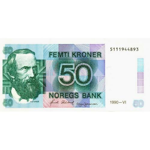 Норвегия 50 крон 1990 г  UNC