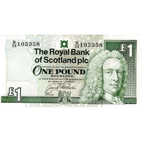 Шотландия 1 фунт 1993 г  UNC