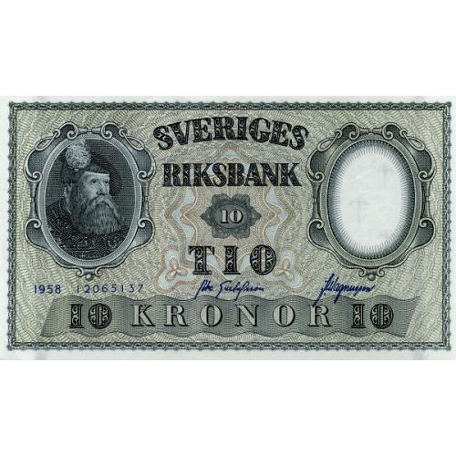 Швеция 10 крон 1958 UNC