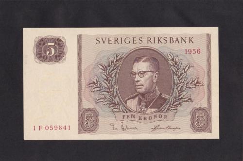 Швеция 5 крон 1956 г UNC