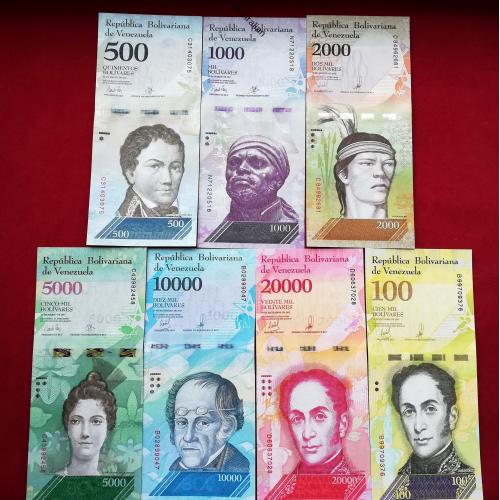 Венесуэла 500,1000,2000,5000,10000,20000,100000 боливаров (7 банкнот) 2016-2017 UNC