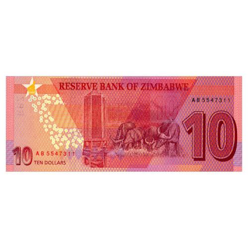 Зимбабве 10 долларов 2020 г UNC
