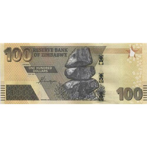Зимбабве 100 долларов 2020 г UNC