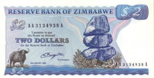 Зимбабве 2 доллара 1994 UNC