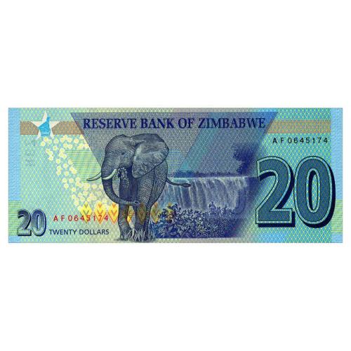 Зимбабве 20 долларов 2020 г UNC