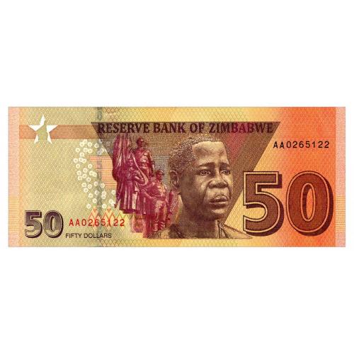 Зимбабве 50 долларов 2020 г UNC