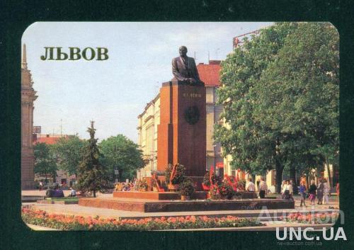 Календарик 1991 - Львов - Памятник В.И.Ленину - История - Архитектура