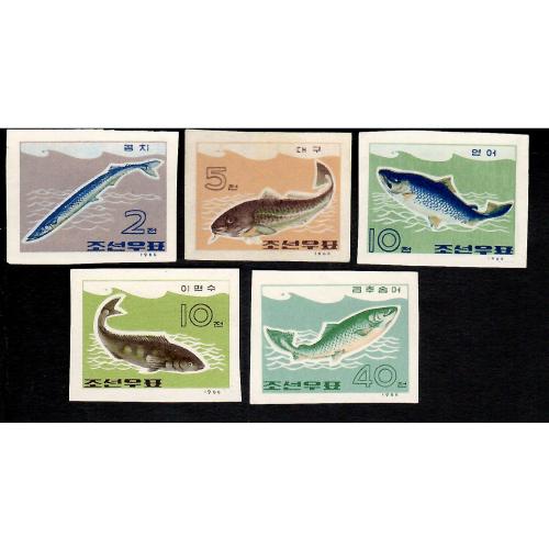 Марки кндр 5 шт. Рыбы.