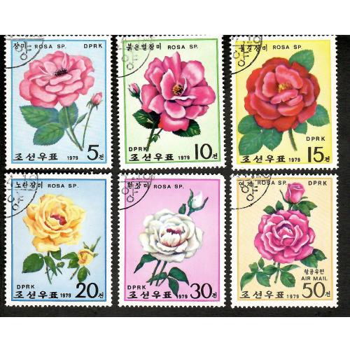 Марки кндр 6 шт. Цветы.