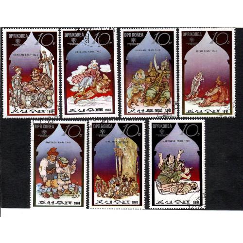 Марки кндр 7 шт. Сказки разных стран.