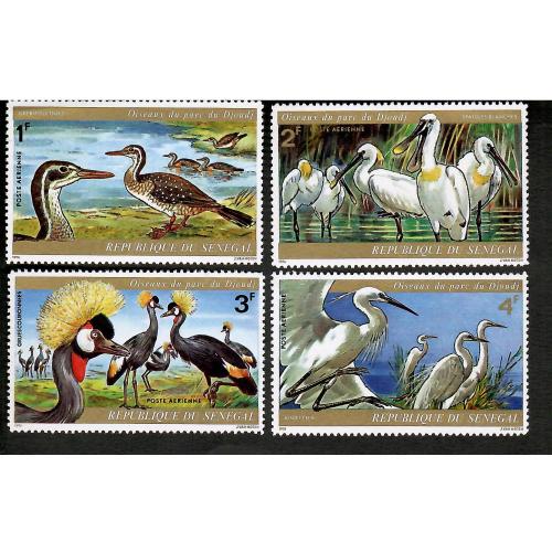 Марки Сенегала 4 шт. Птицы.