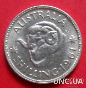 Австралия 1 шиллинг 1961 год. Серебро.