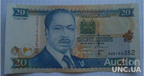 Кения 20 шиллингов  1997 год .