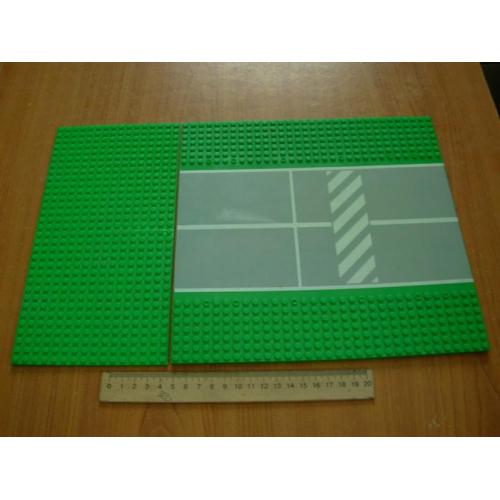 Конструктор Lego 2 деталі Яскраво-зелена пластина та Зелена дорога з пішохідним переходом