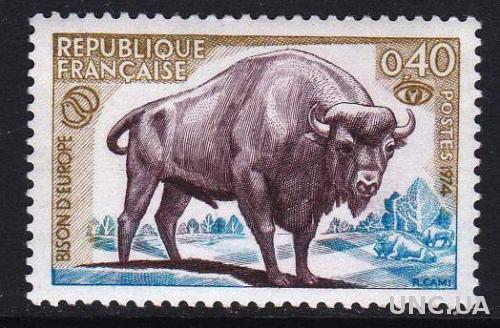 Франция,фауна,бизон,1 марка-0,5 михель евро