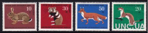 Германия,Западный Берлин,фауна,лиса,заяц,4 марки -2,4 михель евро