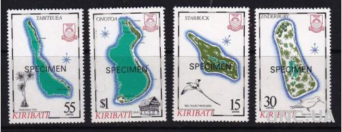 Кирибати,птицы,карта,образец -4,5 михель евро