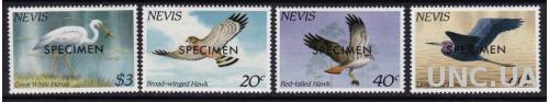 Невис,птицы,образец,4 марки-11 михель евро