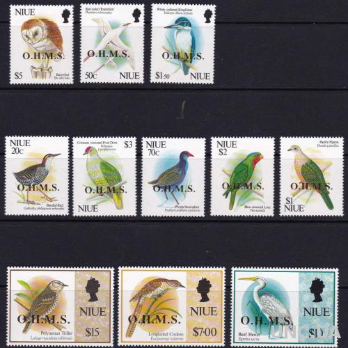 Ниуэ,птицы,сова,11 марок, с надпечаткой-86 михель евро