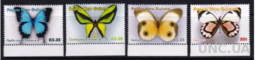 Папуа Новая Гвинея, бабочки,4 марки-10,5 михель евро