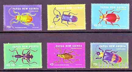 Папуа Новая Гвинея,жуки,6 марок-10,5 михель евро