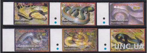 Папуа Новая Гвинея,змеи,6 марок- 12,5 михель евро