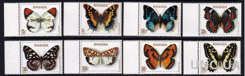 Руанда,бабочки,8 зубц. марок-12 михель евро
