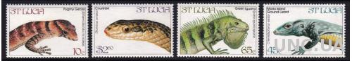 Санта Лючия,рептилии,змеи,ящерицы,4 марки-5 михель евро