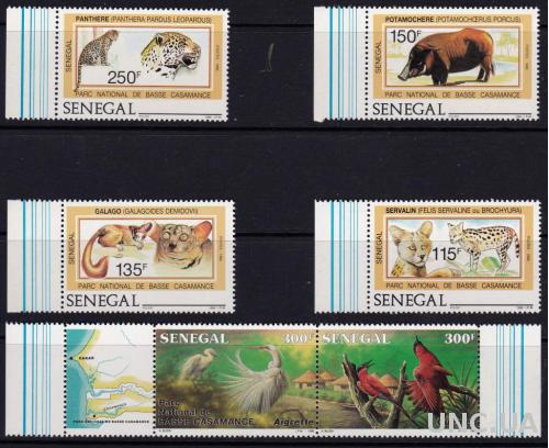 Сенегал,птицы,пантера,6 марок-35 михель евро