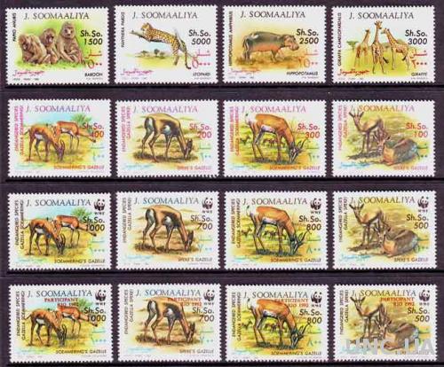 Сомали,WWF,фауна,газель,16 марок- 110 михель евро