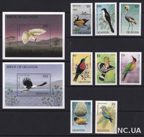 Уганда,птицы,сова,2 блока+8 марок- 31 михель евро