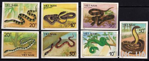 Вьетнам,фауна,змеи,рептилии,7 беззубцовых марок