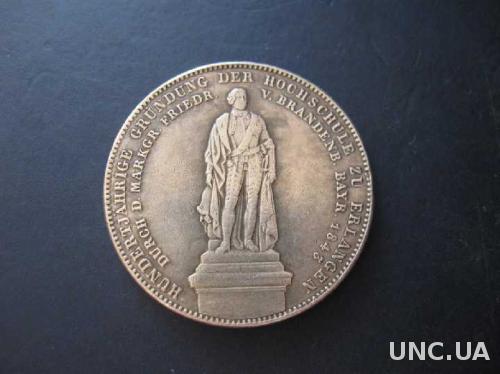Монета 1 талер 1843 год Людвиг I Бавария. Серебро 38 мм