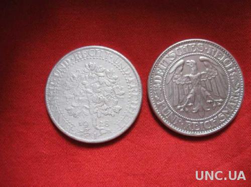 Монета 5 марок 1928 J ДУБ ГЕРМАНИЯ Веймар. СУПЕР ЦЕНА !