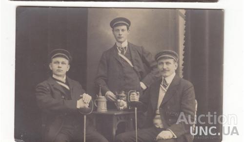 1912 - старинная открытка фотография -  Пивные кружки, бокалы , шпаги-- Германия -  рейх -