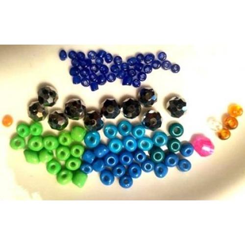 Бисер синий , оранжевый, зеленый,бусины серебро, набор For Hand Made, рукоделия, поделок