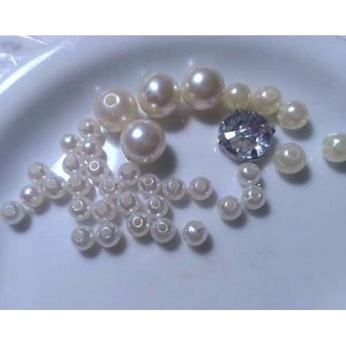 набор  Намистини  Бусины жемчуг белые и камень пришивной .   For Hand Made, рукоделия, поделок