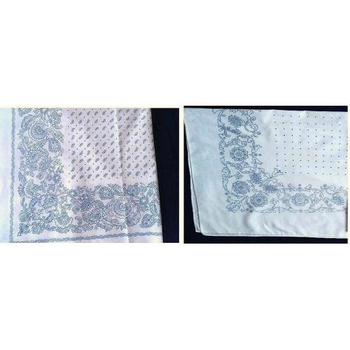 Платок хустка НОВЫЕ  платки 2 шт. натуральный хлопок, БЕЛЫЕ, цвет рисунка синий, раритет