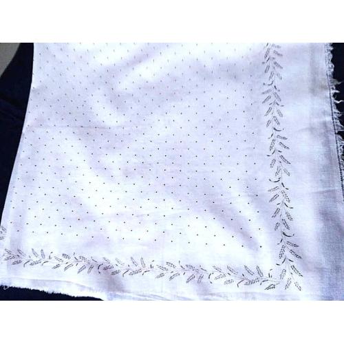 Платок хустка НОВЫЙ натуральный хлопок, БЕЛЫЙ, цвет рисунка серый, раритет