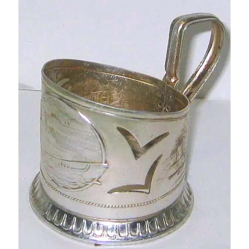 Подстаканник белый металл  г. Горький, клеймо " КХИ ".    РАРИТЕТ   ссср