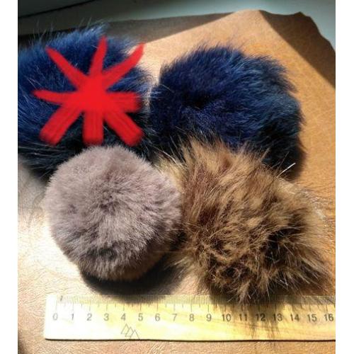 Помпоны шарики пушистые натуральный мех 3 штуки