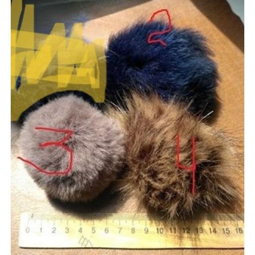 Помпоны шарики пушистые натуральный мех 3 штуки