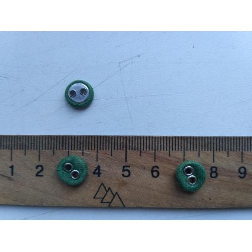 Пуговицы тканевые зеленые мини 3 штуки Д=10 мм