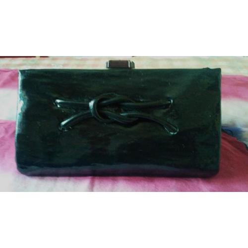 Сумка клатч лаковая черного цвета, старинная раритет 60-70 гг